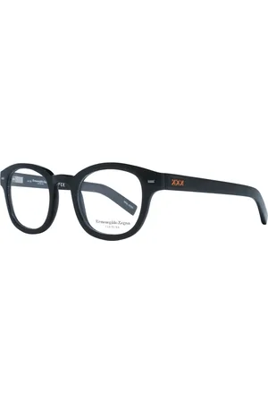 Ermenegildo Zegna Akcesoria, Mężczyzna, Czarny, ONE SIZE, Czarne Okrągłe Oprawki Optyczne z Rogu