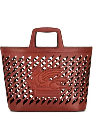 Etro Torebki, Kobieta, brązowy, ONE SIZE, Brązowa torba na zakupy z laserowo tłoczonym skórzanym wzorem