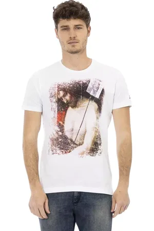 Trussardi Koszulki, Mężczyzna, Biały, 2XL, Bawełna, T-shirt z graficznym urokiem i krótkim rękawem