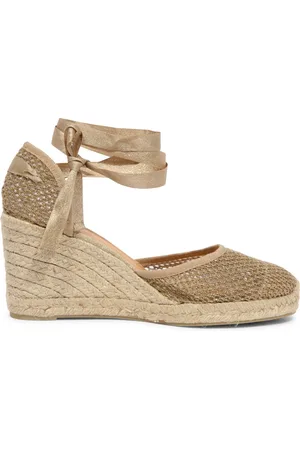Castaner Buty, Kobieta, Beżowy, 40 EU, Koralowe Espadryle na Koturnie z Lurexem