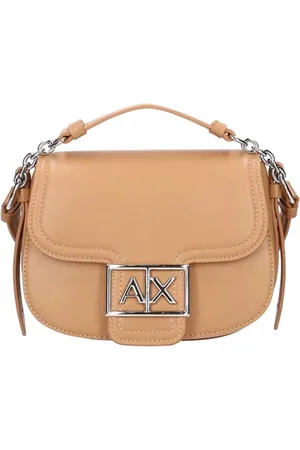 Armani Exchange Torebki, Kobieta, brązowy, ONE SIZE, Elegancka torba na ramię z metalowym logo