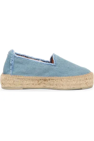 MANEBI Buty, Kobieta, Niebieski, 37 EU, Denim, Denim frędzle espadryle kapcie