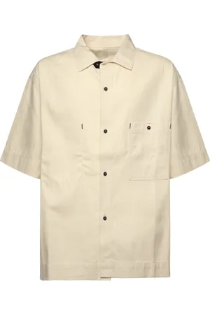 Jacquemus Koszule, Mężczyzna, Beżowy, L, Koszula z haftowanym logo Off-White
