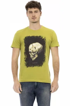 Trussardi Koszulki, Mężczyzna, Zielony, 2XL, Bawełna, Zielona Koszulka z Graficznym Urokiem