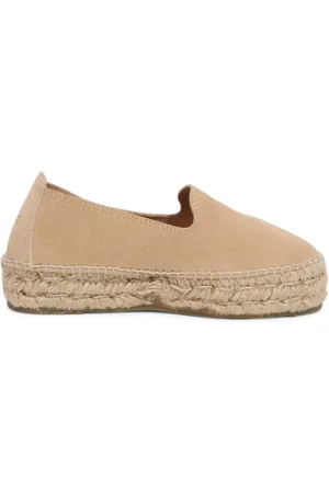 MANEBI Buty, Kobieta, Beżowy, 37 EU, Suede Loafer Espadrilles Champagne