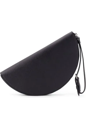 Maison Margiela Torebki, Mężczyzna, Czarny, ONE SIZE, Czarna Skórzana Portmonetka na Zamek Błyskawiczny