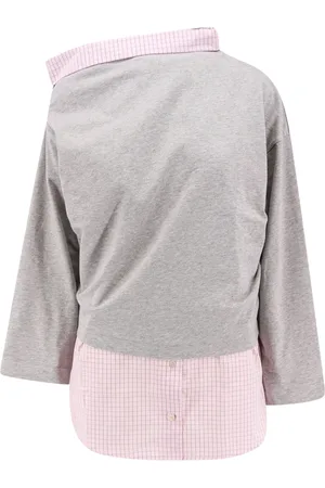 DRIES VAN NOTEN Bluzy, Kobieta, Szary, S, Szara Sweter w Kratę