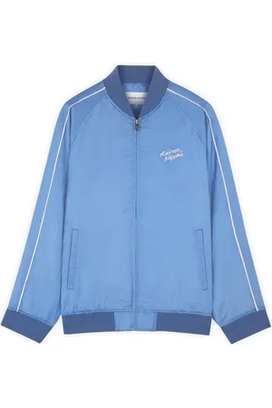 Maison Kitsuné Kurtki, Kobieta, Niebieski, M, Niebieska Kurtka z Ukrytym Zamkiem