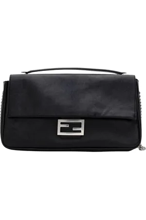 Fendi Torebki, Kobieta, Czarny, ONE SIZE, Skóra, Czarna skórzana torba Baguette na ramię