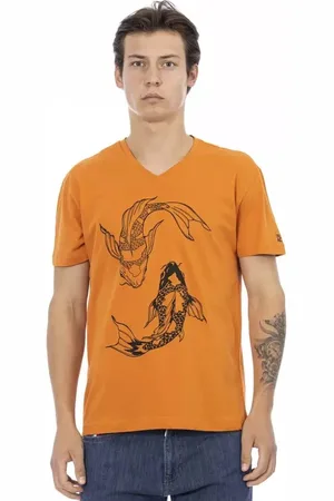 Trussardi Koszulki, Mężczyzna, Pomarańczowy, 2XL, Pomarańczowy T-shirt z eleganckim nadrukiem
