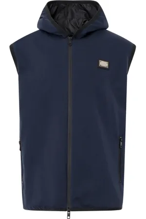 Dolce & Gabbana Kurtki, Mężczyzna, Niebieski, S, Nylon, Niebieskie Kurtki z Zapięciem na Zamek