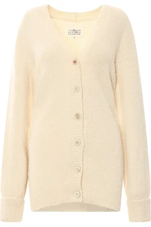Maison Margiela Swetry, Kobieta, Biały, M, Biała Sweter z Haftowanym Monogramem