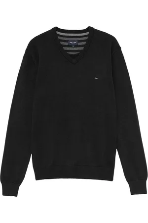 Eden Park Swetry, Mężczyzna, Czarny, L, Podstawowy Sweter z Bawełny Jersey