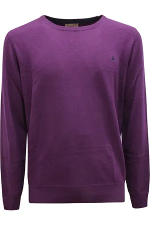 BROOKSFIELD Swetry, Mężczyzna, Fioletowy, XL, Sweter z Wełny Fioletowy Włoski Styl