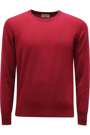 BROOKSFIELD Swetry, Mężczyzna, Czerwony, 2XL, Sweter z wełny Burgund Made in Italy