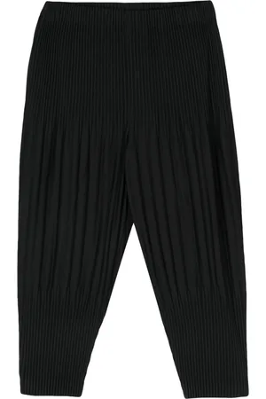 Issey Miyake Spodnie, Mężczyzna, Czarny, M, Czarne Plisowane Spodnie Tapered