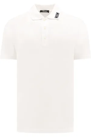 VERSACE Koszulki, Mężczyzna, Biały, 2XL, Białe Kurtki z Prążkowanymi Lamówkami