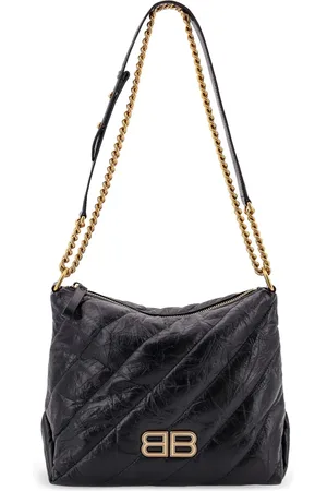 Balenciaga Torebki, Kobieta, Czarny, ONE SIZE, Len, Czarna Torba na Ramię z Zapięciem na Zamek