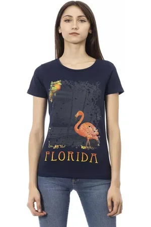 Trussardi Koszulki, Kobieta, Niebieski, S, Bawełna, Niebieski stylowy T-shirt z krótkim rękawem