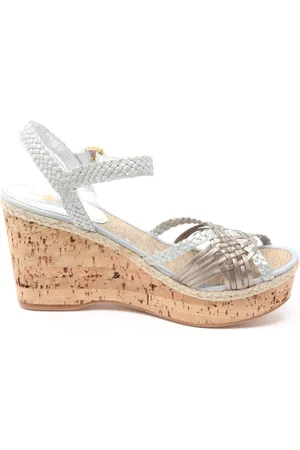 CAR SHOE Buty, Kobieta, Szary, 40 EU, Brązowy sandał na koturnie Made in Italy