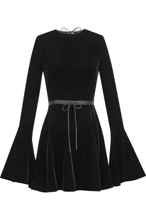 Saint Laurent Sukienki, Kobieta, Czarny, M, Sukienka z wiskozy z odkrytymi plecami i rozszerzanym mankietem