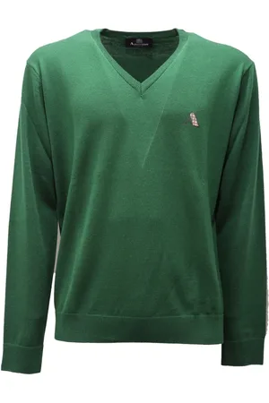 Aquascutum Swetry, Mężczyzna, Zielony, M, Zielony Sweter z wełnianym dekoltem V