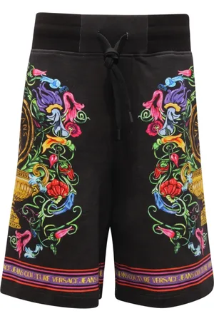 VERSACE Szorty, Mężczyzna, Czarny, S, Panel Garden Bermuda Shorts Couture