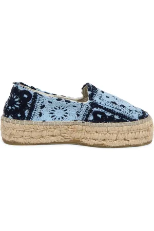 MANEBI Buty, Kobieta, Niebieski, 35 EU, Sandałki z Szydełkową Cholewką Podwójna Podeszwa Yucatan-Indigo