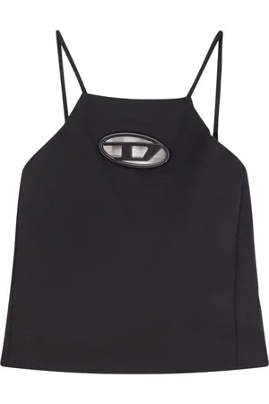 Diesel Koszulki, Kobieta, Czarny, 2XS, Czarne T-shirty i Pola z Żebrowanym Tyłem