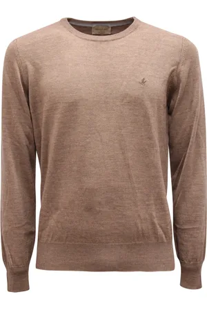 BROOKSFIELD Swetry, Mężczyzna, Beżowy, M, Sweter z wełny Made in Italy