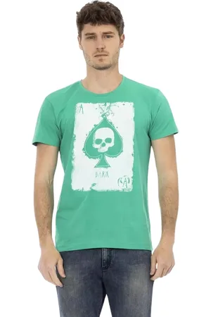 Trussardi Koszulki, Mężczyzna, Zielony, M, Bawełna, Emerald Casual Elegance Koszulka z krótkim rękawem