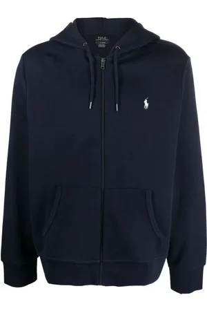 Ralph Lauren Bluzy, Mężczyzna, Niebieski, 2XL, Bawełna, Rozpinana bluza z kapturem Double Knit Tech