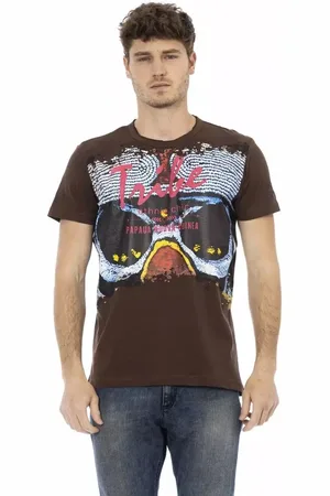 Trussardi Koszulki, Mężczyzna, Wielobarwność, 2XL, Bawełna, Elegancka Brązowa Koszulka z Krótkim Rękawem