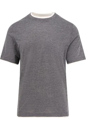 Brunello Cucinelli Koszulki, Mężczyzna, Szary, S, Szare T-shirty i Pola z Kontrastowymi Profilami