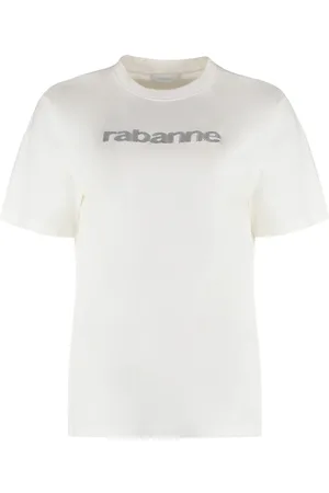 Paco rabanne Koszulki, Kobieta, Biały, M, Żakardowy T-shirt z bawełny