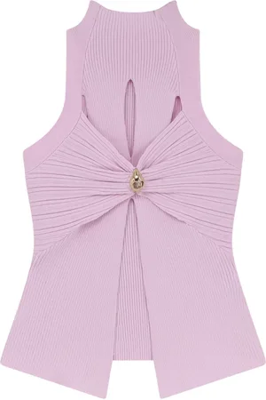 Elisabetta Franchi Koszulki, Kobieta, Różowy, L, Różowy T-shirt z wysokim dekoltem i wycięciami