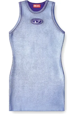 Diesel Sukienki, Kobieta, Fioletowy, S, Fioletowa Sukienka z Logo Owalnym