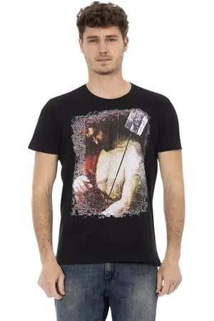 Trussardi Koszulki, Mężczyzna, Czarny, M, Bawełna, Elegancki T-shirt z krótkimi rękawami