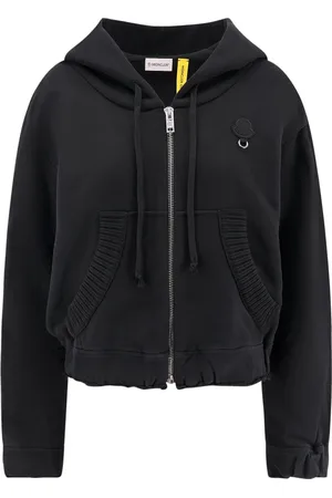 Moncler Bluzy, Kobieta, Czarny, M, Czarny Sweter z Zamkiem Kaptur