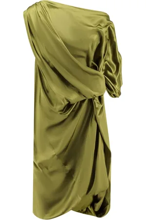 DRIES VAN NOTEN Sukienki, Kobieta, Zielony, M, Zielona Sukienka z Jedwabiu