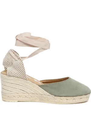 MANEBI Buty, Kobieta, Zielony, 37 EU, Niska Koturnowa Espadryle Sandał Hamptons Sage