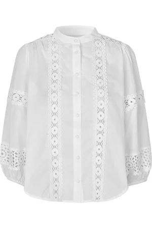 Lollys Laundry Bluzki, Kobieta, Biały, L, Elegancka biała koszula z bufiastymi rękawami