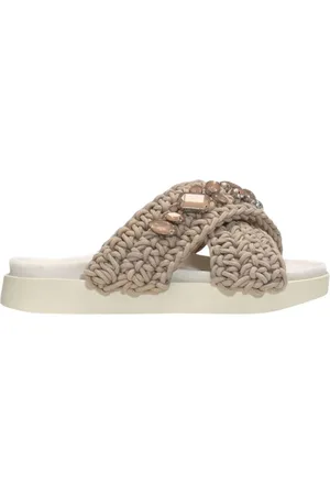 INUIKII Buty, Kobieta, Beżowy, 37 EU, Pleciony Taupe Stylowe Wygodne Sandały