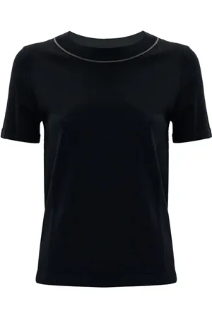 Kocca Koszulki, Kobieta, Czarny, XS, Błyszczący T-shirt z dekoltem