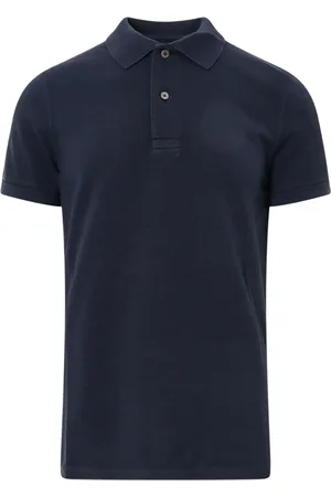 Tom Ford Koszulki, Mężczyzna, Niebieski, XL, Niebieskie T-shirty i Pola z żebrowanym Kołnierzem