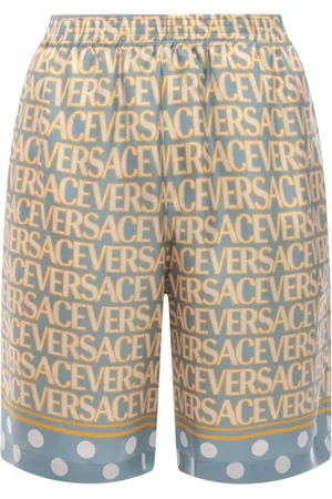 VERSACE Szorty, Mężczyzna, Wielobarwność, M, Niebieskie Jedwabne Elastyczne Szorty