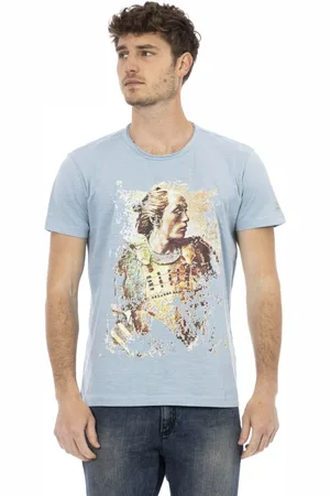 Trussardi Koszulki, Mężczyzna, Niebieski, 2XL, Krótki Rękaw Okrągły Dekolt T-shirt