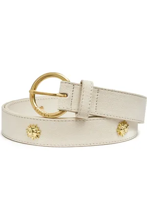 Fabienne Chapot Akcesoria, Kobieta, Biały, 105 CM, Len, Studded Sun Belt