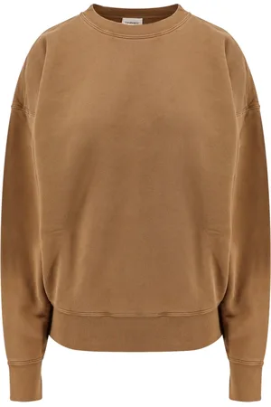 Saint Laurent Bluzy, Kobieta, brązowy, M, Brązowy Sweter z Włoskiej Bawełny