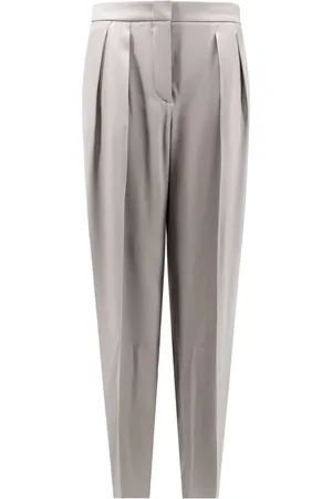 Giorgio Armani Spodnie, Kobieta, Szary, XL, Szare Jedwabne Spodnie Zamek błyskawiczny